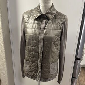 Basler Gray wool/ Cashmere Puffer Sweater Jacket with Quilted Design